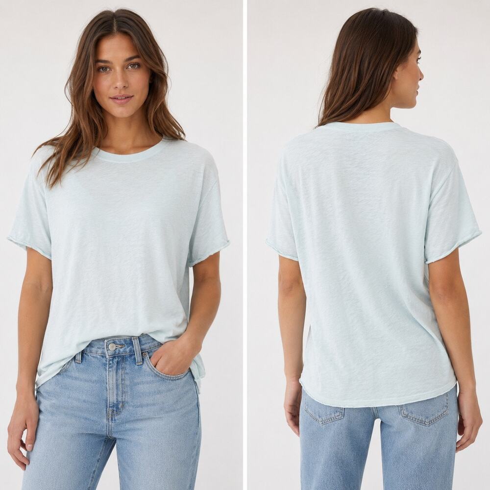 WE THE FREE | Oversized Soft Washed Tee Marbled Pale Blue Relaxed | Large